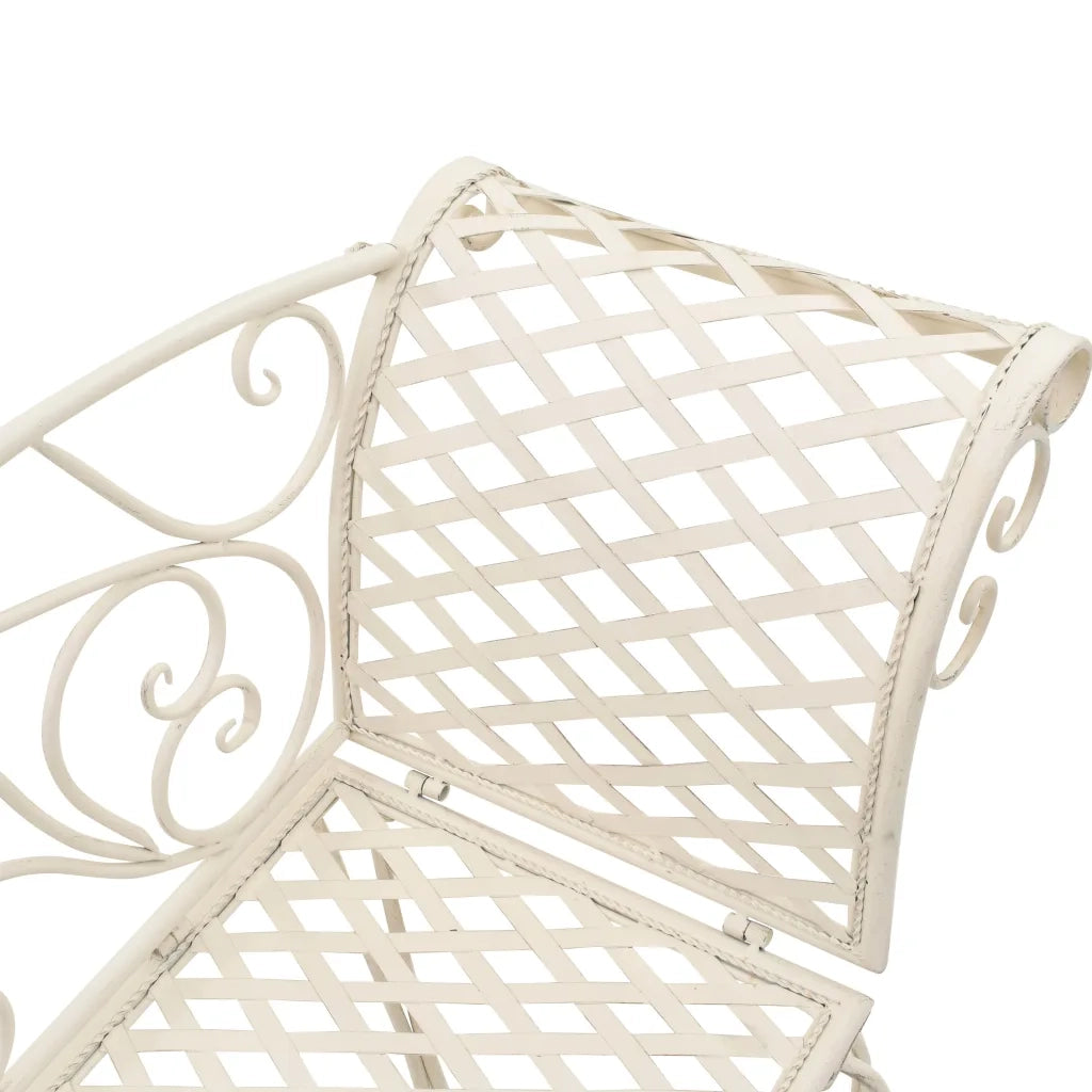 Sdraio da Giardino 128 cm in Metallo Anticato Bianco 45431
