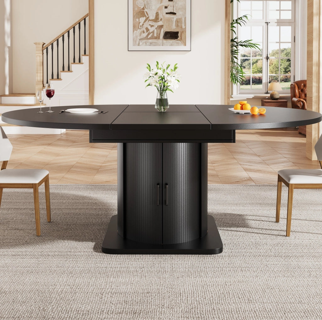 Tavolo allungabile 118-158x118x76 cm con 4 modalità; MDF nero