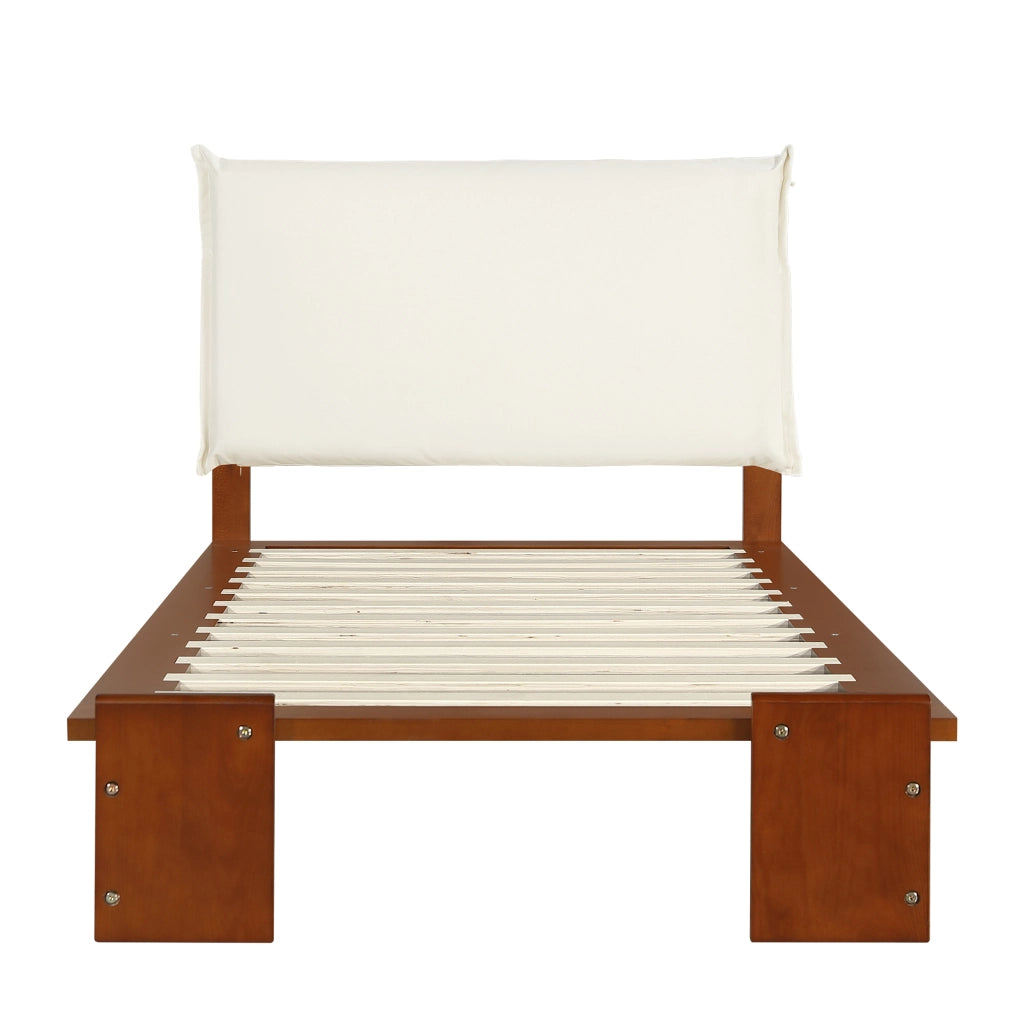 Letto Singolo Imbottito con Testiera ¨C MINIMAL ¨C Pino/Multistrato, Marrone Scuro, 90x200