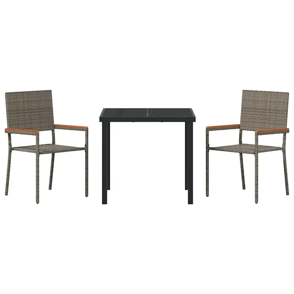 Set da Pranzo per Giardino con cuscino 3 pcs Grigio polyrattan 3379709