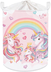 Cesto di Lenzuola con Maniglia per Bambina con Cavallo Rosa, Cesto di Abbigliamento Opaco per Ragazze, 36 * 45 cm