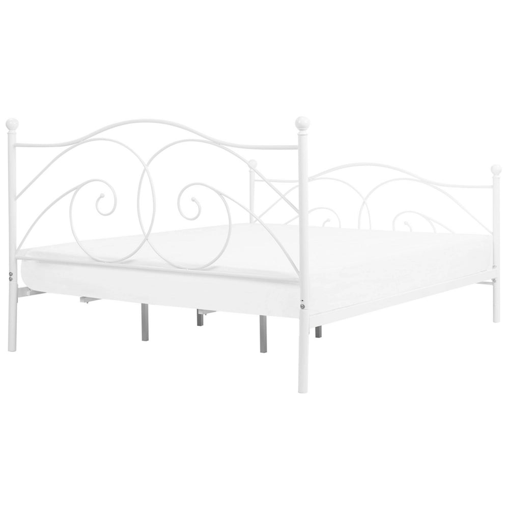 Letto 180 x 200 cm con struttura in metallo bianco Rete a doghe retrò