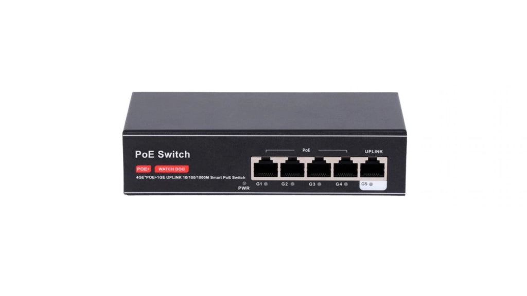 SW4GE1GE-65W Switch PoE Gigabit 4 Porte + 1 Uplink 60W PoE+ 30W Watchdog