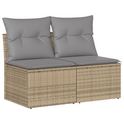 Set Divano da Giardino 2 pz | Set Salotto da Giardino con Cuscini Beige Polyrattan Acacia