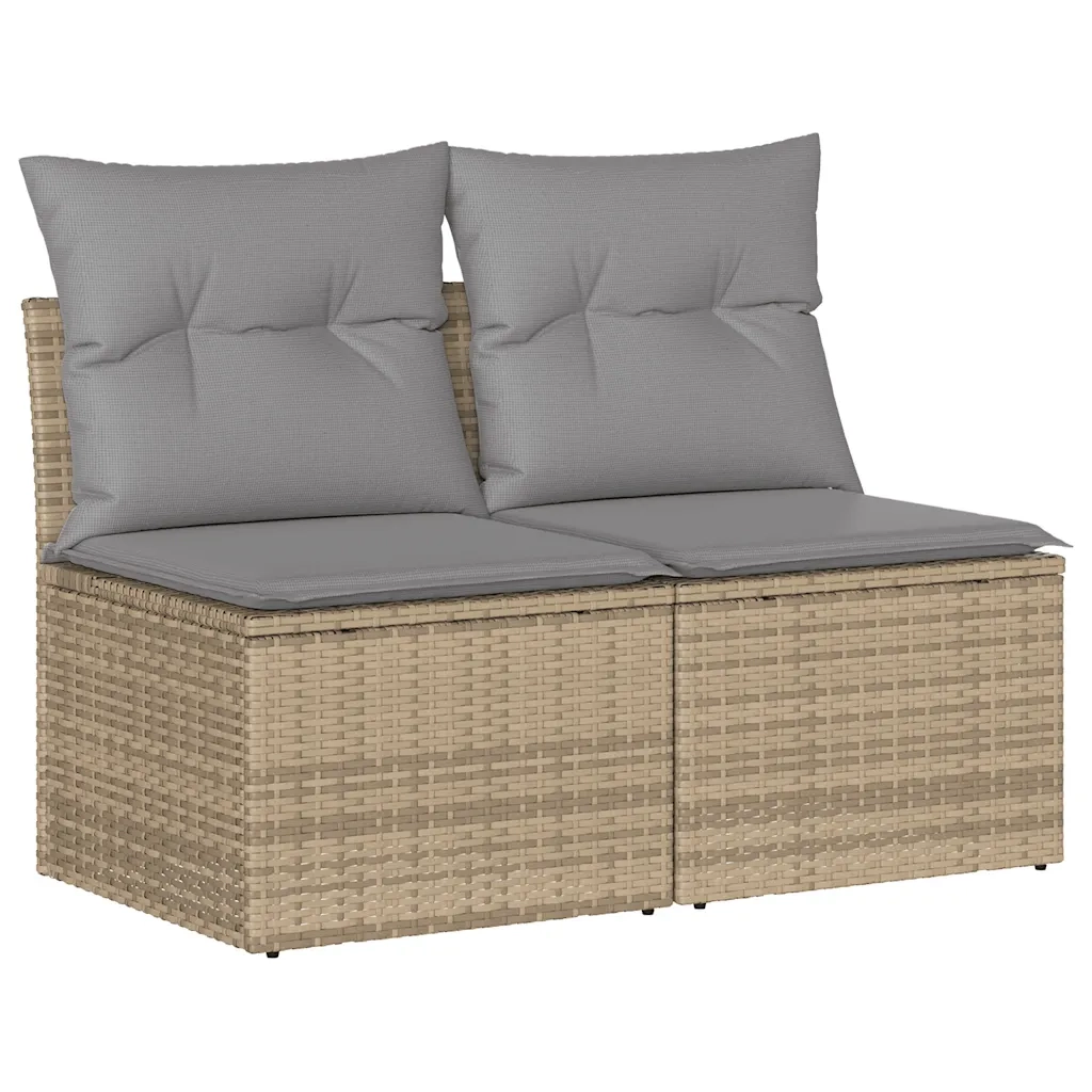 Set Divano da Giardino 2 pz | Set Salotto da Giardino con Cuscini Beige Polyrattan Acacia