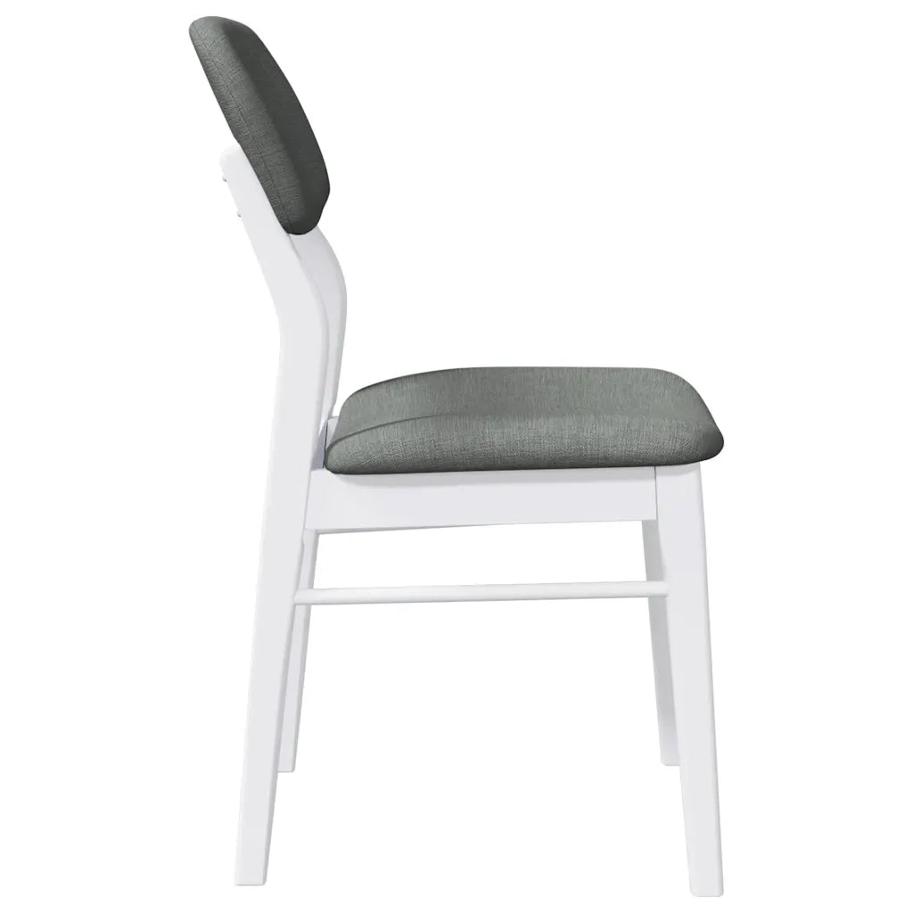 Sedie da Pranzo con Cuscini 2 pz Bianco Legno Massello di Hevea