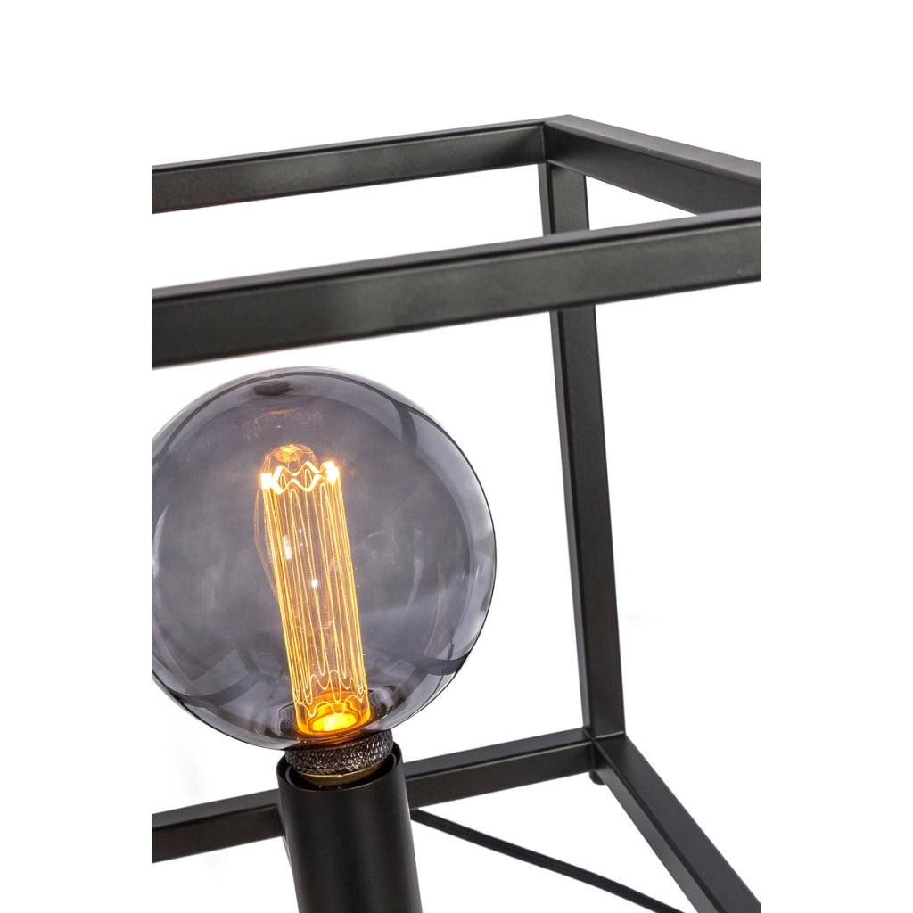 Lampada da tavolo T340 nera a cubo in metallo, 28 cm