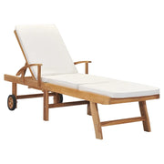 Lettino Prendisole con Cuscino in Massello di Teak Crema cod mxl 6224
