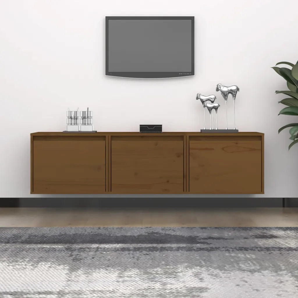 Mobili Porta TV 3 pz ambra in Legno Massello di Pino 3100127