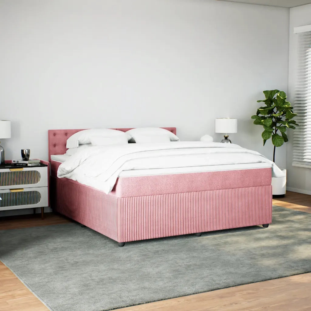 Giroletto a Molle con Materasso Rosa 180x200 cm in Velluto 3290123