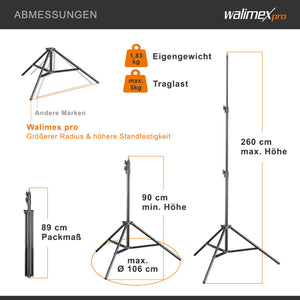 Set Softbox rettangolare 40 x 60 cm con LED 35 W Treppiede per luci FT-8051 fino a 260 cm, luce diurna 5000 K per studio foto set fotografico