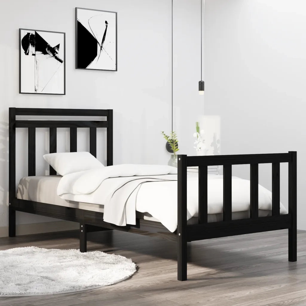Giroletto in Legno Massello Nero 75x190 cm Small Single 3105344