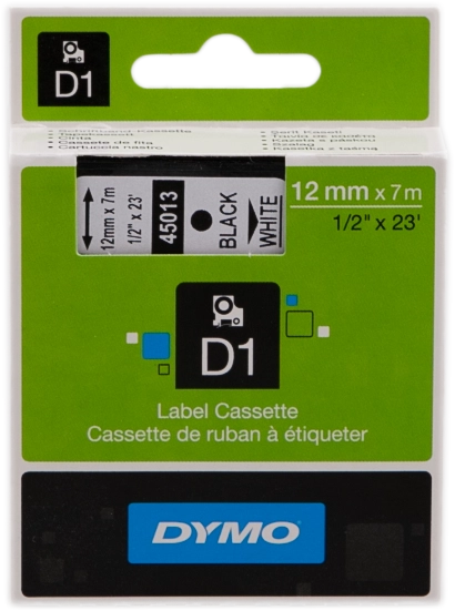 DYMO D1 etichette originali / stampa nera su bianco / 12 mm x 7 m / etichette autoadesive per etichettatrice LabelManager / 1 Pezzo