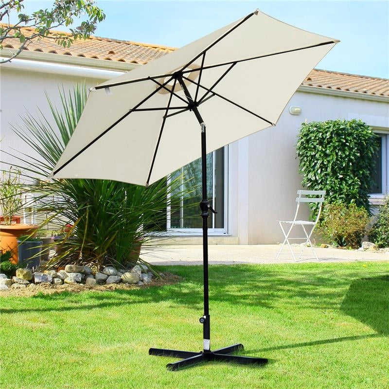 OMBRELLONE DA GIARDINO 2.7 × 2.35 M INCLINABILE ALLUMINIO E POLIESTERE BIANCO