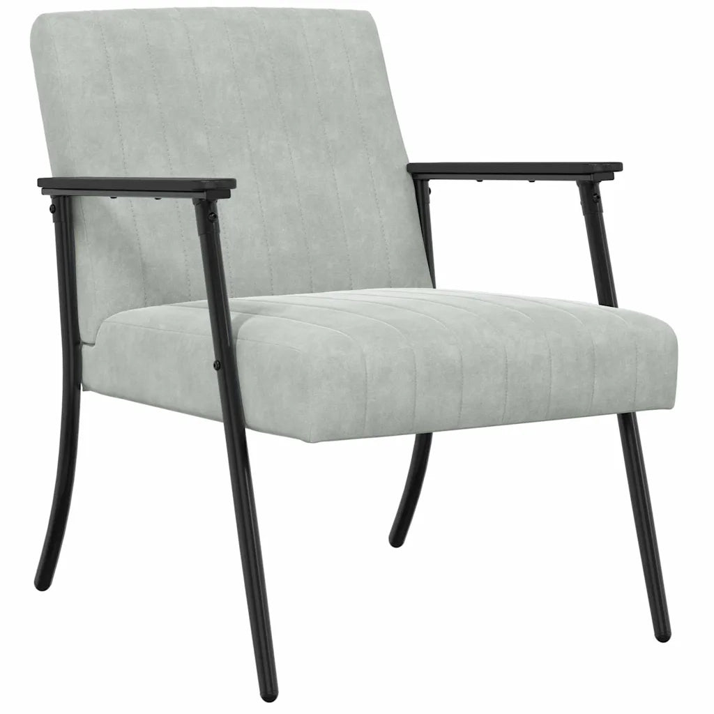 Poltrona-Divano Sedia-Poltroncina Grigio chiaro Velluto 441109