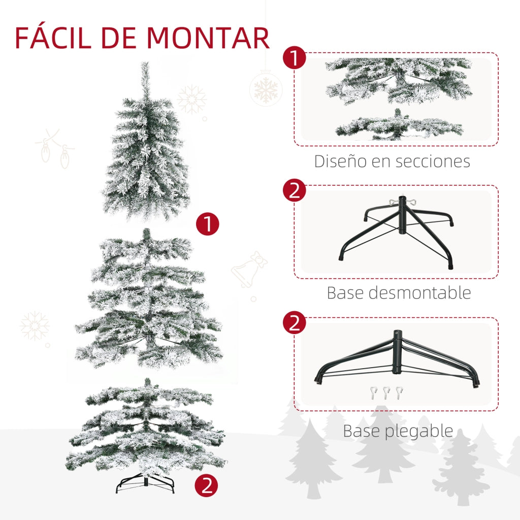 Albero di Natale Artificiale 225 cm ¨C Zephmum ¨C Verde e Bianco con Supporto in Metallo