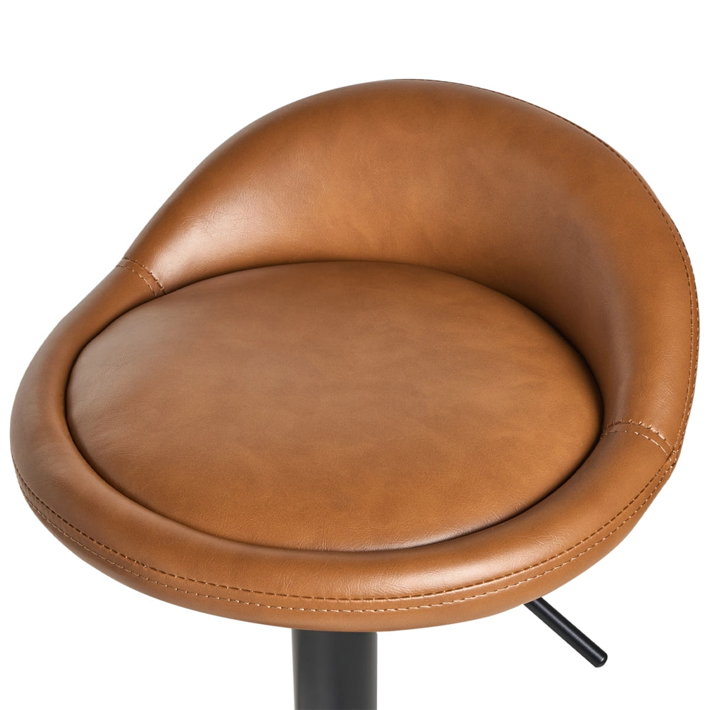 Set di 2 sedie da bar marrone rivestito in ecopelle Poggiapiedi nero girevole regolabile in altezza Moderno