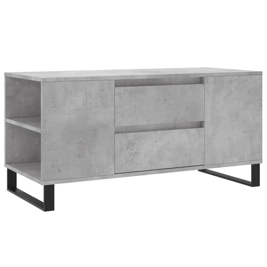 Tavolino Salotto-Tavolino da soggiorno-Tavolo Grigio Cemento 102x44,5x50cm Legno Multistrato 575936
