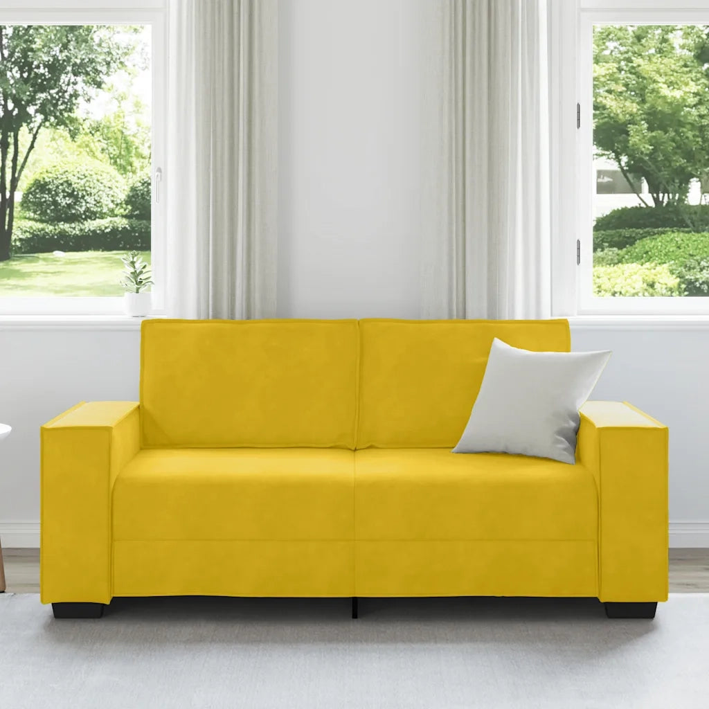 Divano | Divano da soggiorno | Sofa a 2 Posti giallo 180x78x84 cm in Velluto