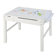 Tavolo multiattivit¨¤ bambini con piano reversibile porta rotolo di carta da disegno, Tavolo costruzioni Bianco-Tavoli e sedie