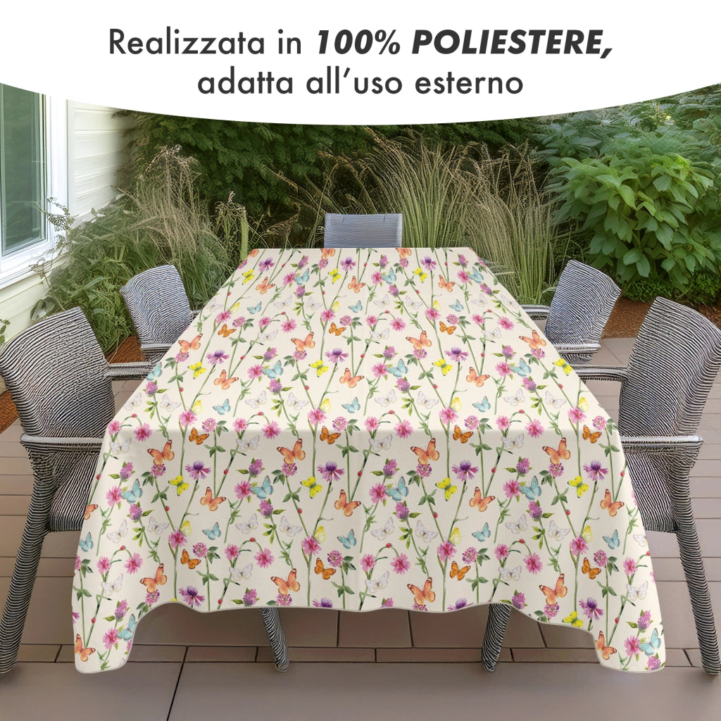 Tovaglia Antimacchia No Stiro Idrorepellente Resistente Alle Macchie Certificata Oeko Tex Copritavolo Proteggi Tavola Fantasie Estiva Estate Tavolo Giardino Terrazzo Cucina Tovaglie Moderne Farfalle - 140x140Cm
