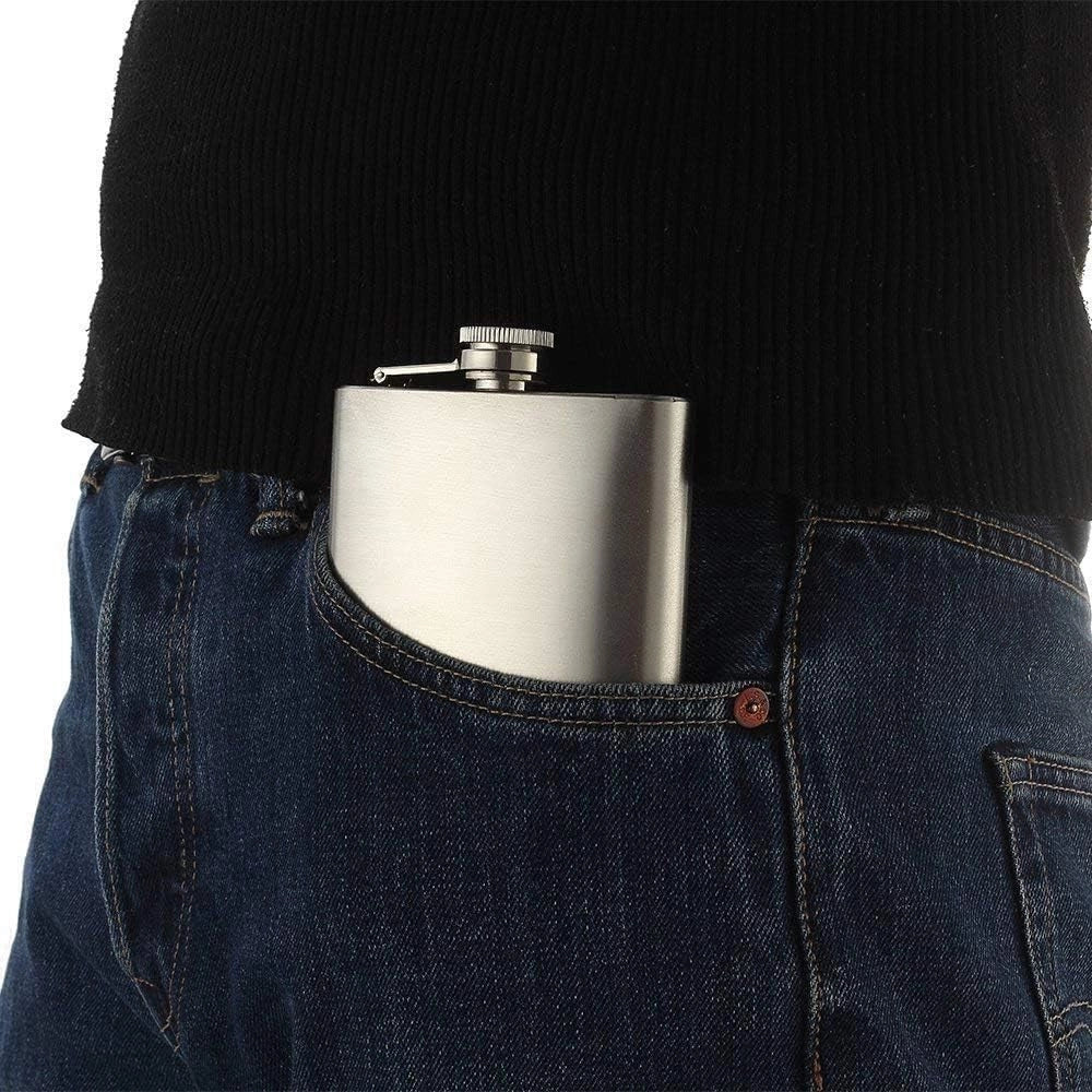 Trade Shop - Fiaschetta Bottiglietta In Acciaio Inox Da 177 Ml 6 Once Tascabile Ergonomico -