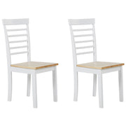 Set di 2 sedie da pranzo in legno chiaro e legno bianco in gomma con sedile senza braccioli