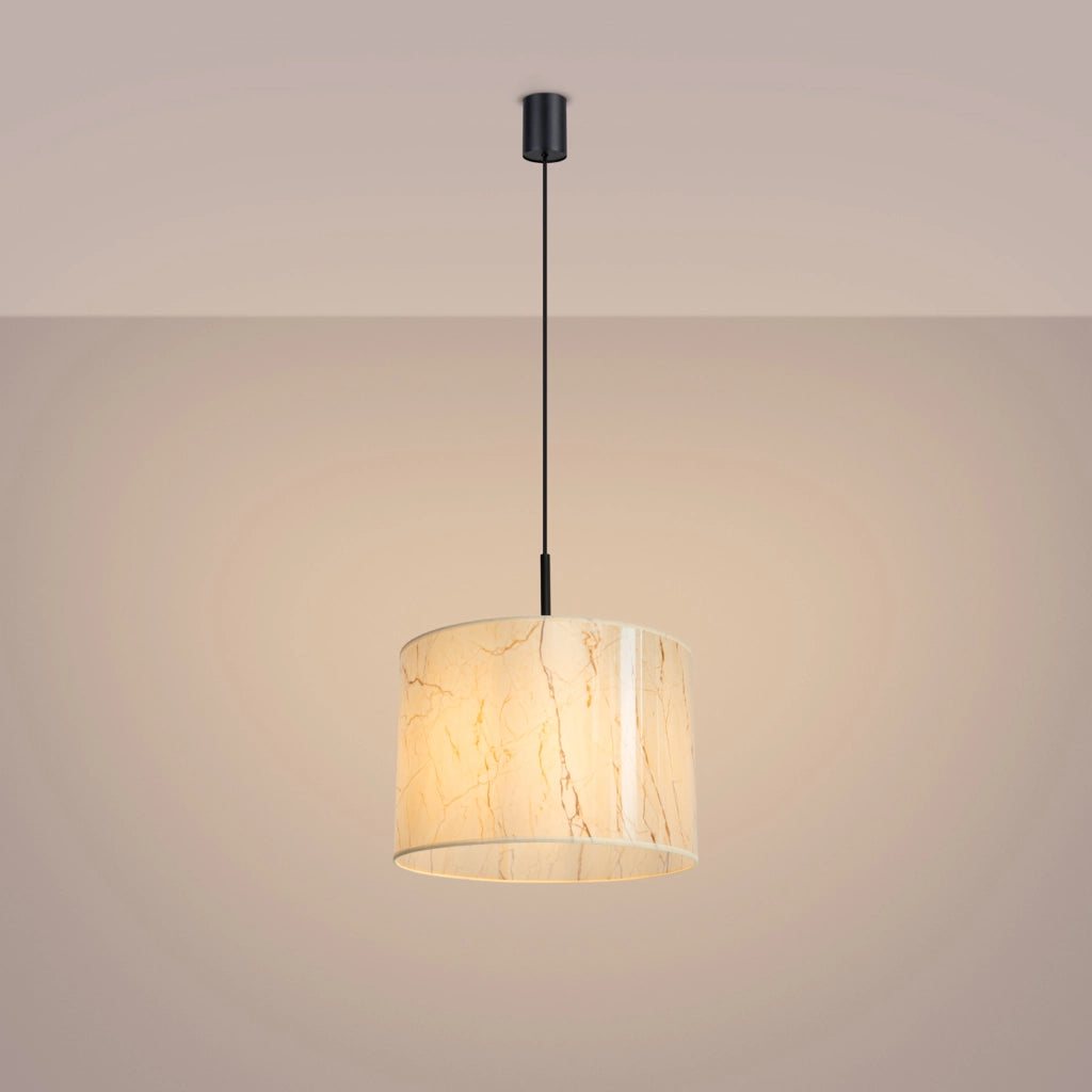 Lampada a sospensione NEVIA Paralume in tessuto marmo beige 40x137 cm Struttura nera