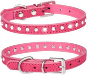 Collare elegante in pelle di suède con cristalli Swarovski - regolabile - piccolo/medio - 1 riga di accessori in stile bling - collare per cani