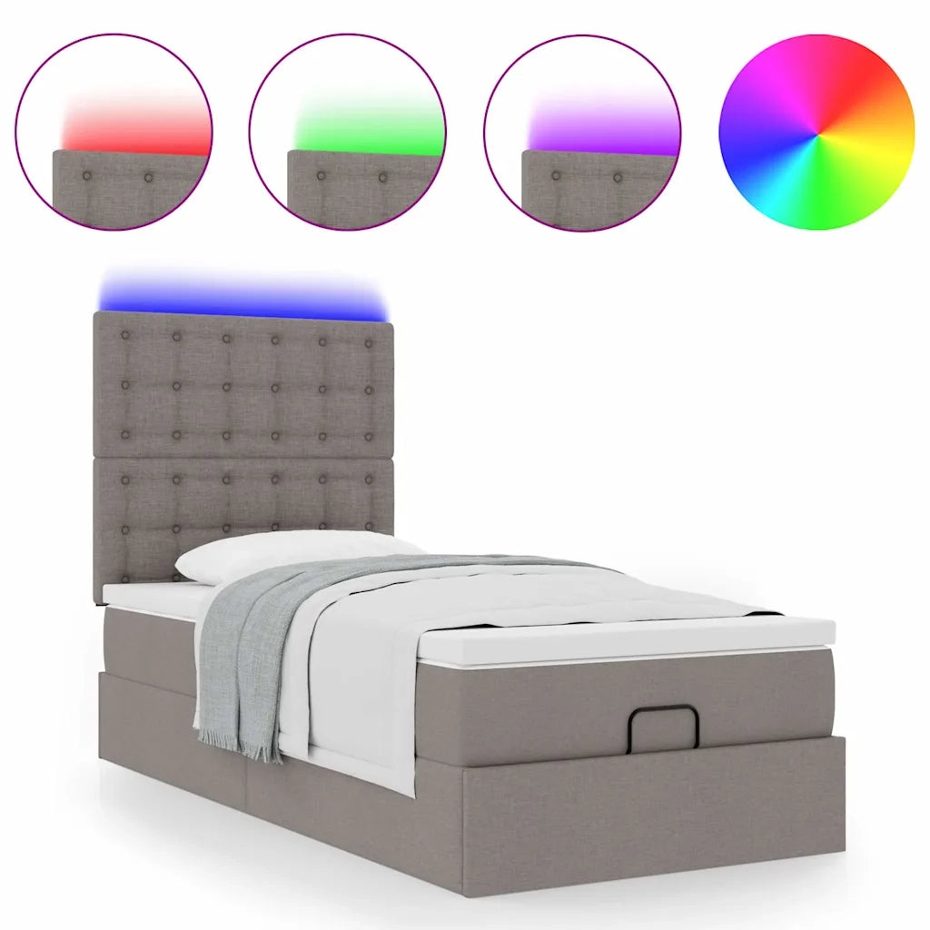 Struttura Letto Pouf con Materasso Tortora 80x200 cm in Tessuto 3314131