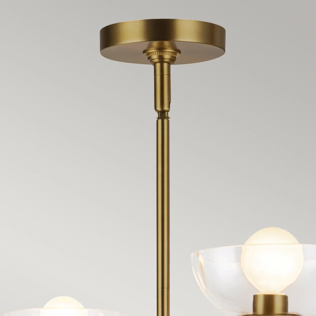 Lampadario industriale oro spazzolato vetro 4xE14 Sylvia Alora
