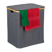 Wascio con coperchio - 80 l - bambù - poliestere - asciugamano da asciugare - bagno