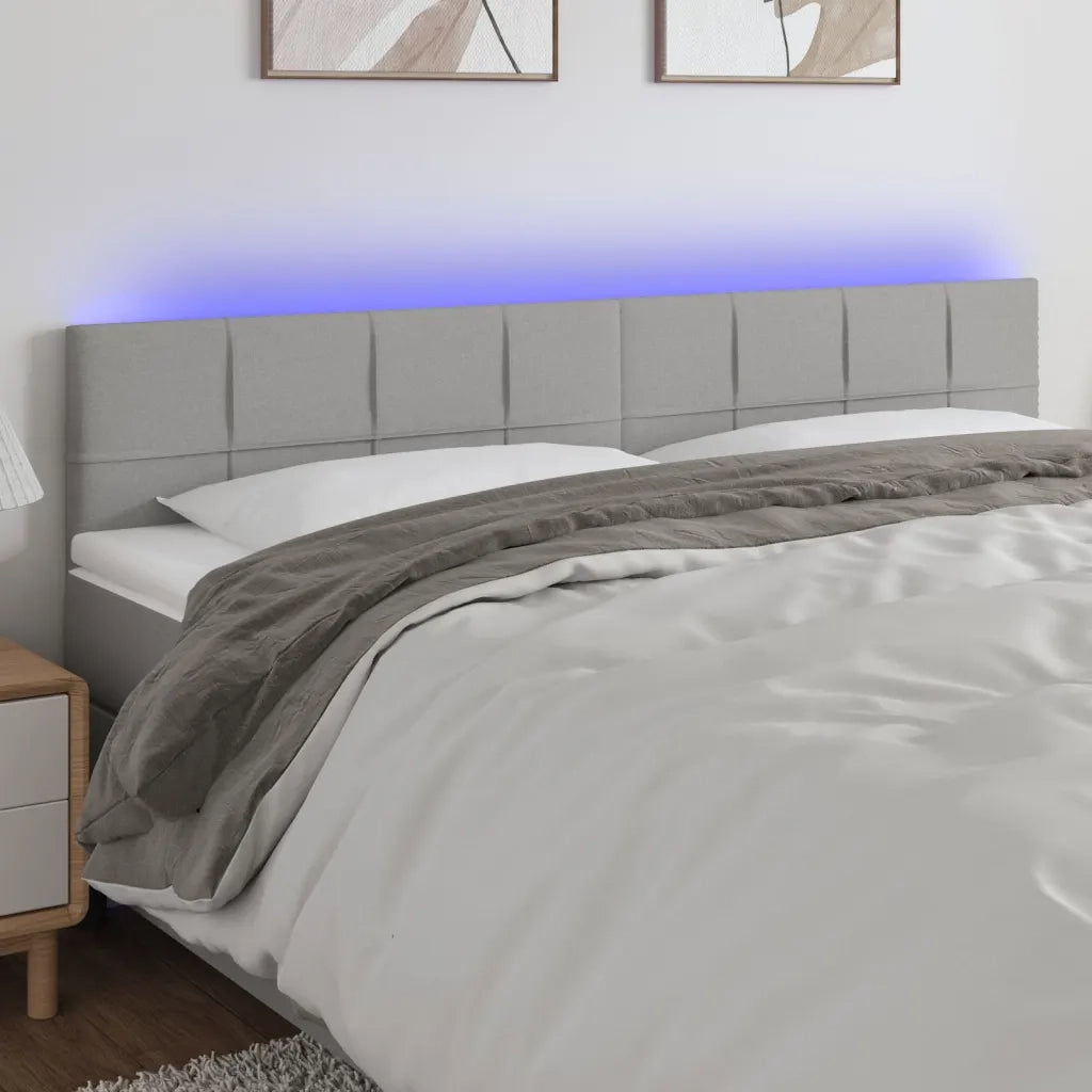 Testiera a LED-Testata con LED Grigio Chiaro 180x5x78/88 cm in Tessuto 756598