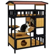 Casa per gatti, Paradiso per Gatti con Piattaforme, Ponte Oscillante e Grotte per Gatti, Adatta per 2 Gatti, Legno