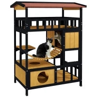 Casa per gatti, Paradiso per Gatti con Piattaforme, Ponte Oscillante e Grotte per Gatti, Adatta per 2 Gatti, Legno