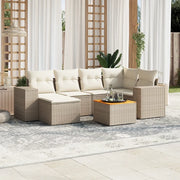 Set Divani da Giardino 7 pz con Cuscini Beige in Polyrattan 3225547