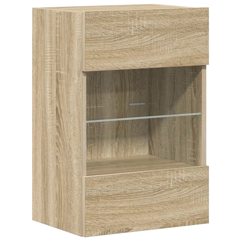 Mobili da parete con luci LED per TV 2pz | Armadietto TV | Mobile Porta TV Rovere Sonoma 40x30x60,5 cm