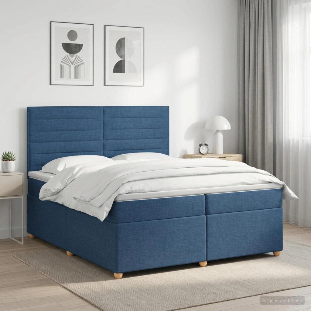 Letto box spring con materasso Blu 200 x 200 cm Tessuto 3453962