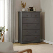 Cassettiera Gaetana, Settimino multiuso, Comò camera da letto, Mobile con cassetti, 96x49 h139 cm, Grigio