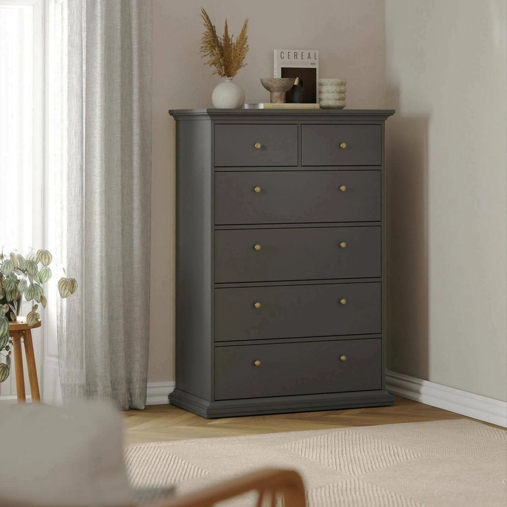 Cassettiera Gaetana, Settimino multiuso, Comò camera da letto, Mobile con cassetti, 96x49 h139 cm, Grigio