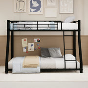 Letto a castello 90x190 cm e 140x190 cm con scala e sbarre di sicurezza in ferro nero