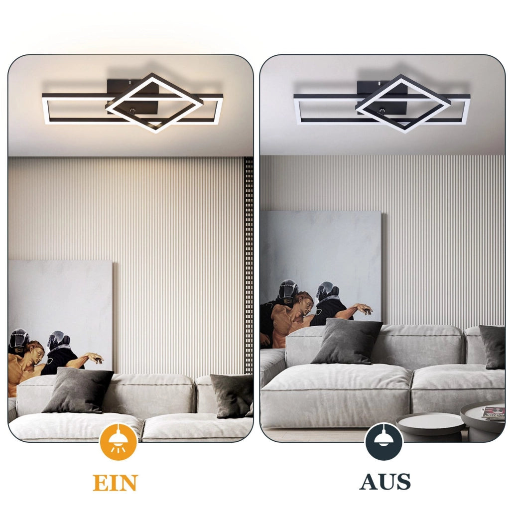 ZMH Lampada da soffitto plafoniera LED nera 2 cornici 3000K per soggiorno corridoio cucina