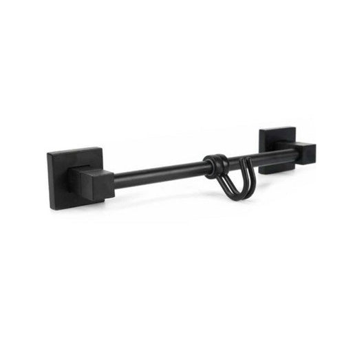 PORTA ASCIUGAMANI 2 GANCI SUPPORTO ARREDO BAGNO CASA CUCINA NERO 02112