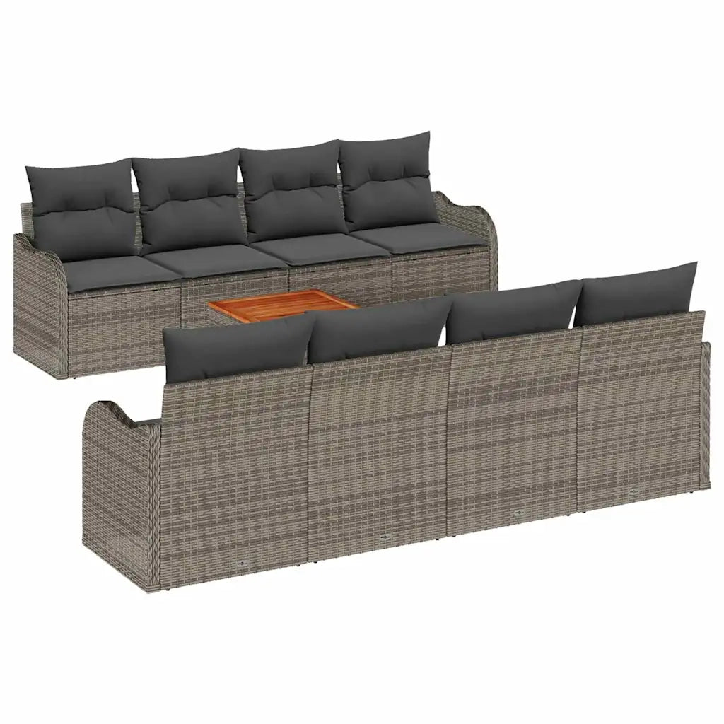 Set Divano da Giardino 9 pcs Grigio polyrattan 3356095