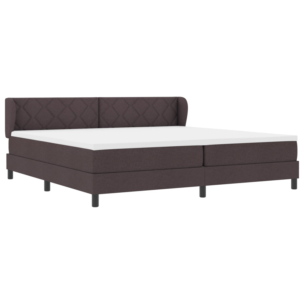 Letto con rete a molle e materasso  Marrone Scuro 200x200 cm Tessuto