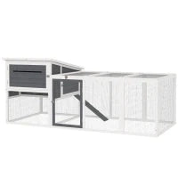 Pollaio per Galline con Casetta, Nido per Cova e Area Esterna, 214x101x 91.5cm, Grigio