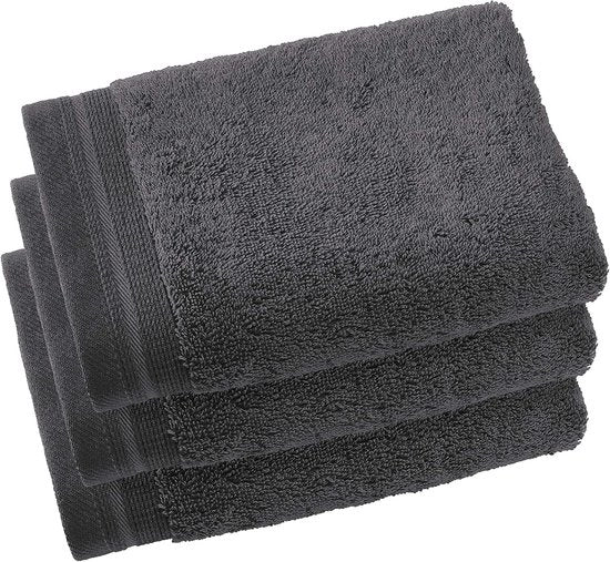 Set di 3 asciugamani in cotone lussuoso - grigio scuro - 40 x 60 cm