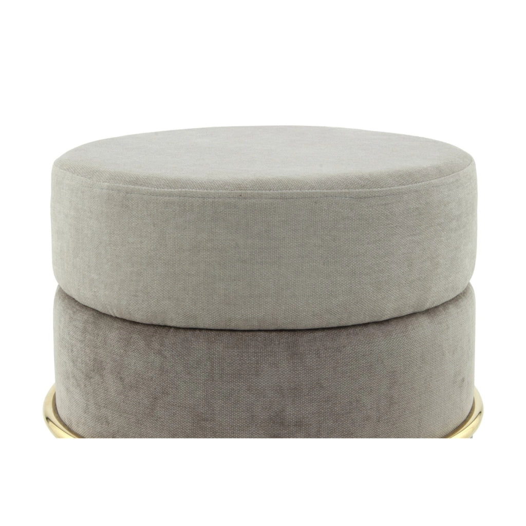 Pouf tondo Matilda 200 in velluto grigio e oro