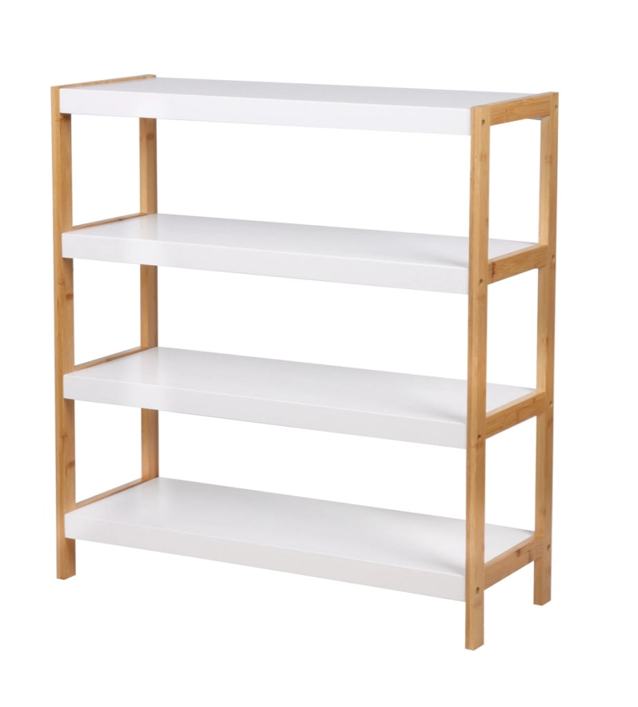 MAURY'S SCAFFALE WHITE BASSO CON 4 PIANI 70 X 26 X H75 CM E STRUTTURA BAMBOO