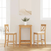 Sgabelli da Bar con Cuscini 2pz Naturale Legno Massello Hevea 4102549